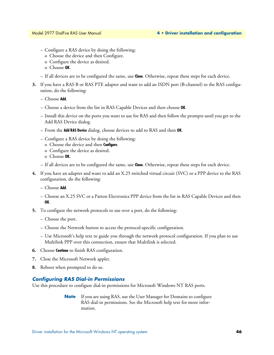 Configuring ras dial-in permissions | Patton electronic DIALFIRE 2977 User Manual | Page 46 / 59