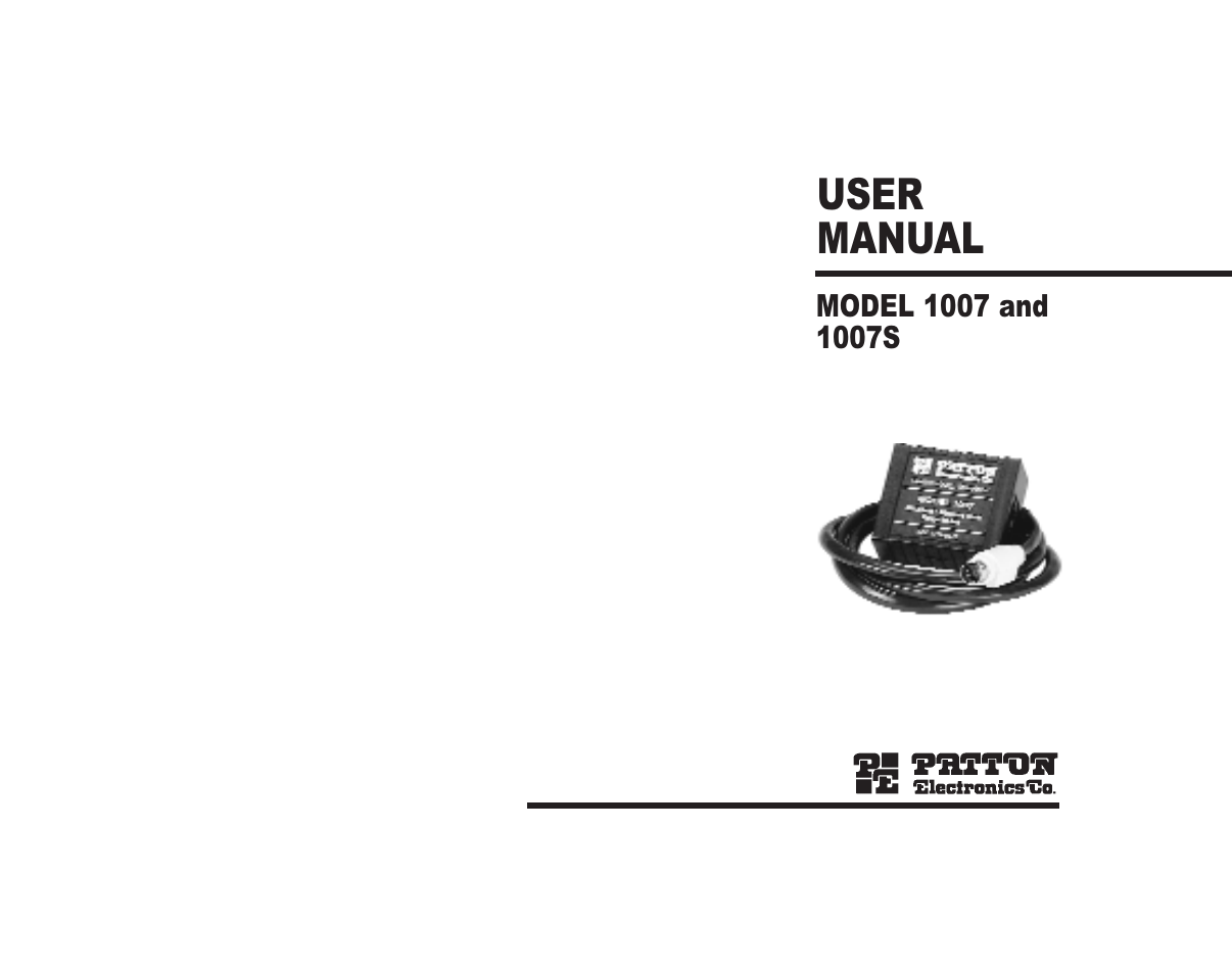 Patton electronic 1007S User Manual | 5 pages