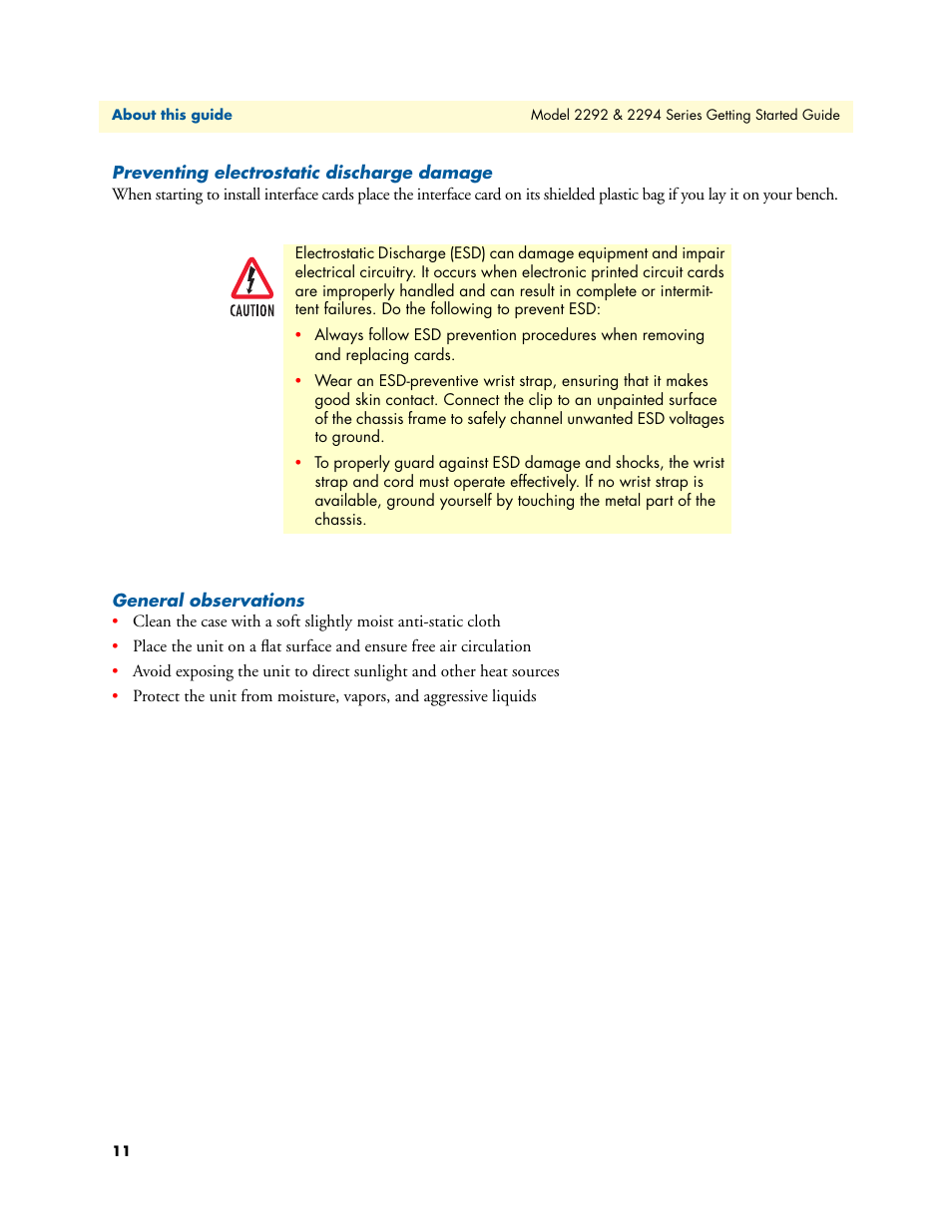 Preventing electrostatic discharge damage, General observations | Patton electronic SmartNode 2294 User Manual | Page 11 / 53