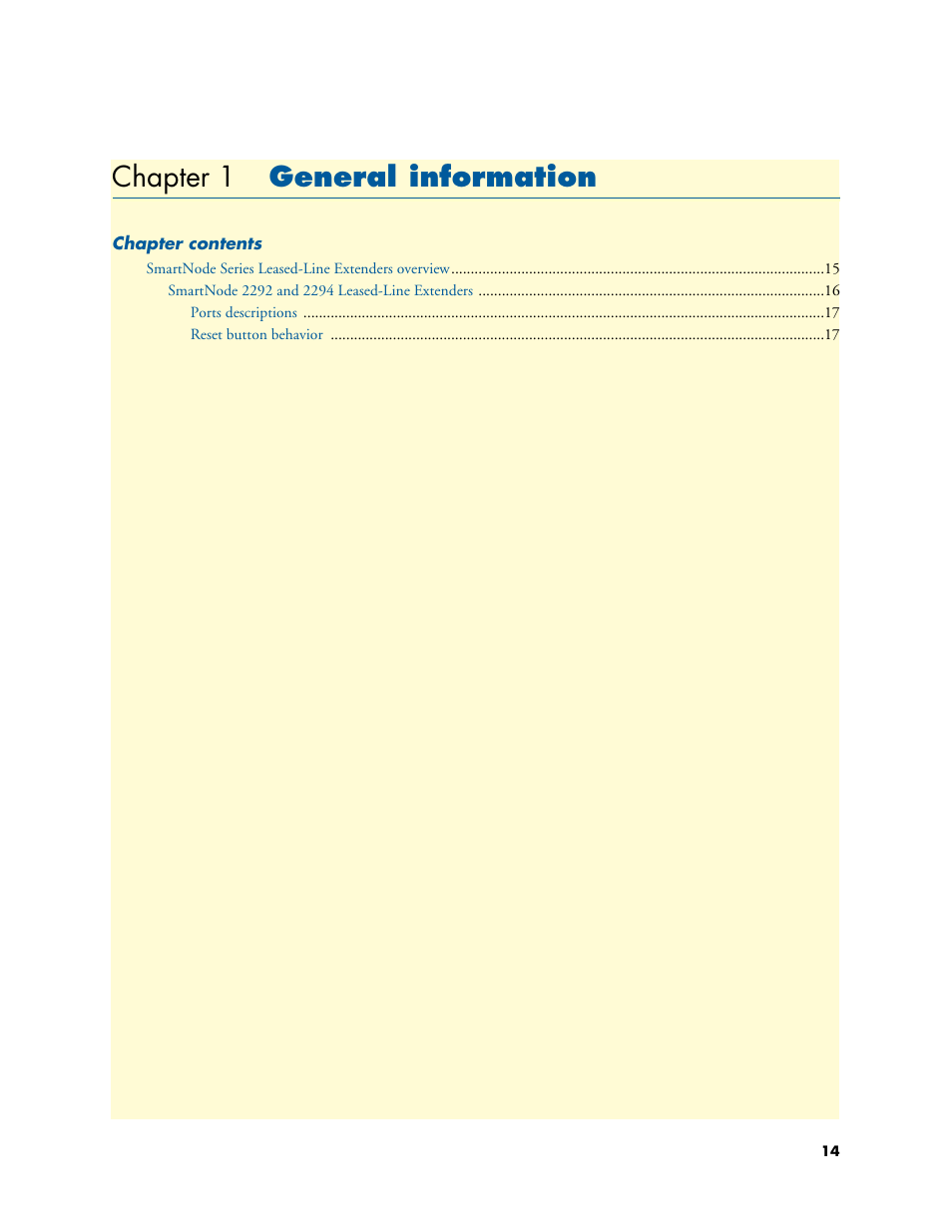 Chapter 1 general information, General information, Chapter 1 | Patton electronic SmartNode 2294 User Manual | Page 14 / 53