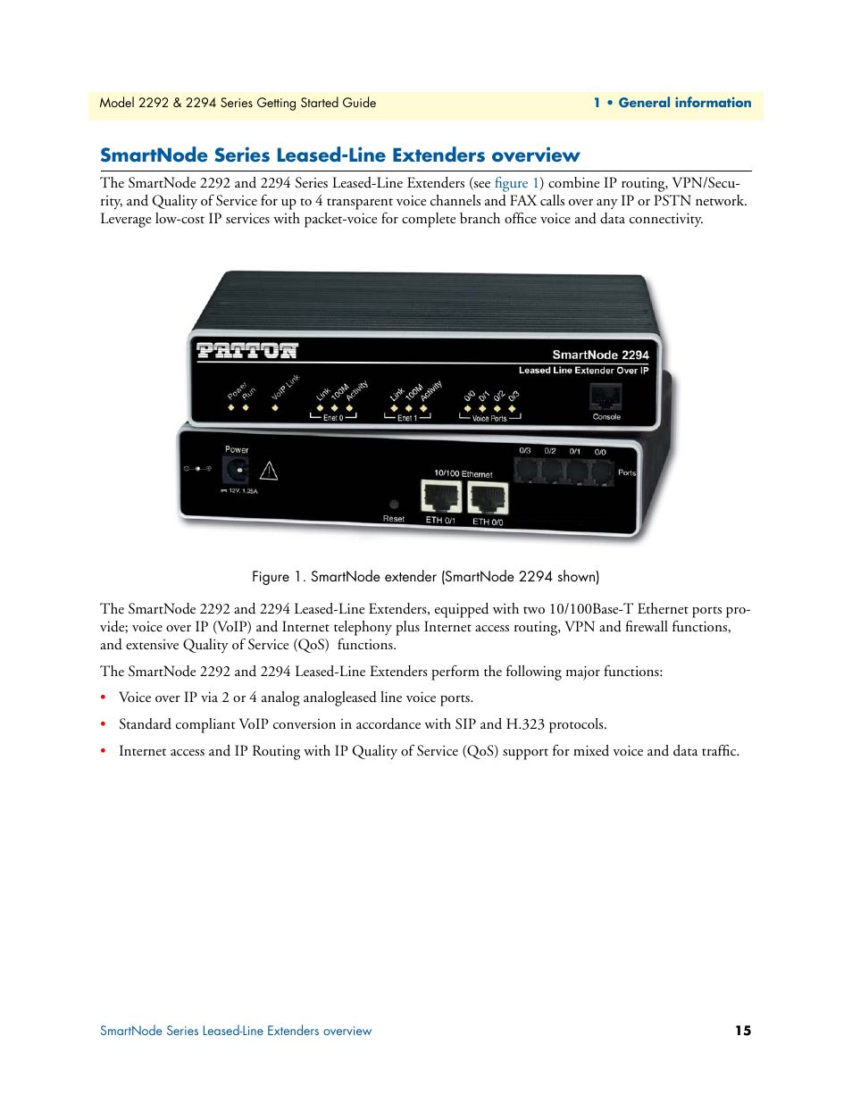 Smartnode series leased-line extenders overview, Smartnode extender (smartnode 2294 shown) | Patton electronic SmartNode 2294 User Manual | Page 15 / 53