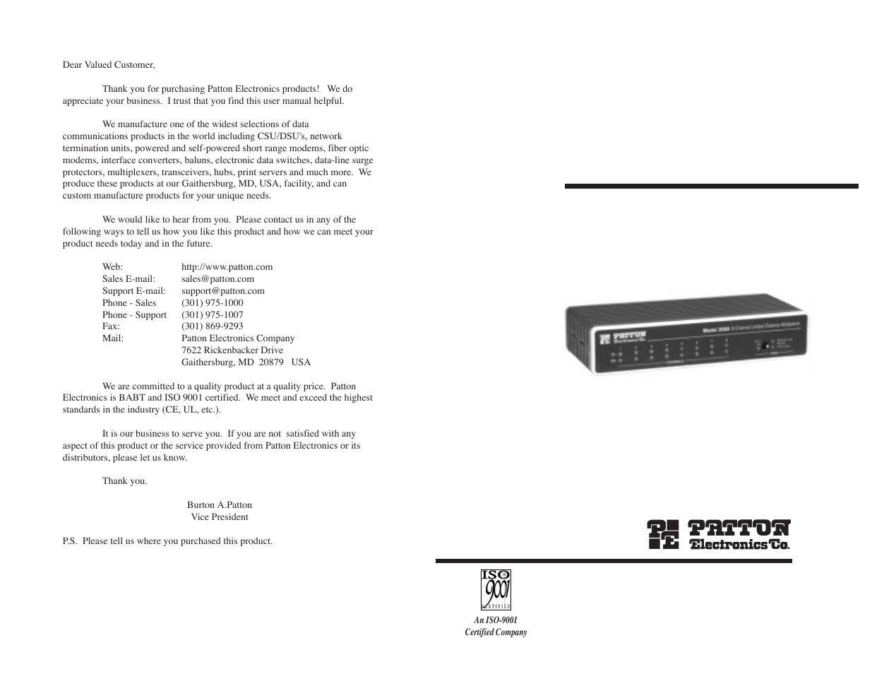 Patton electronic 3058 User Manual | 9 pages