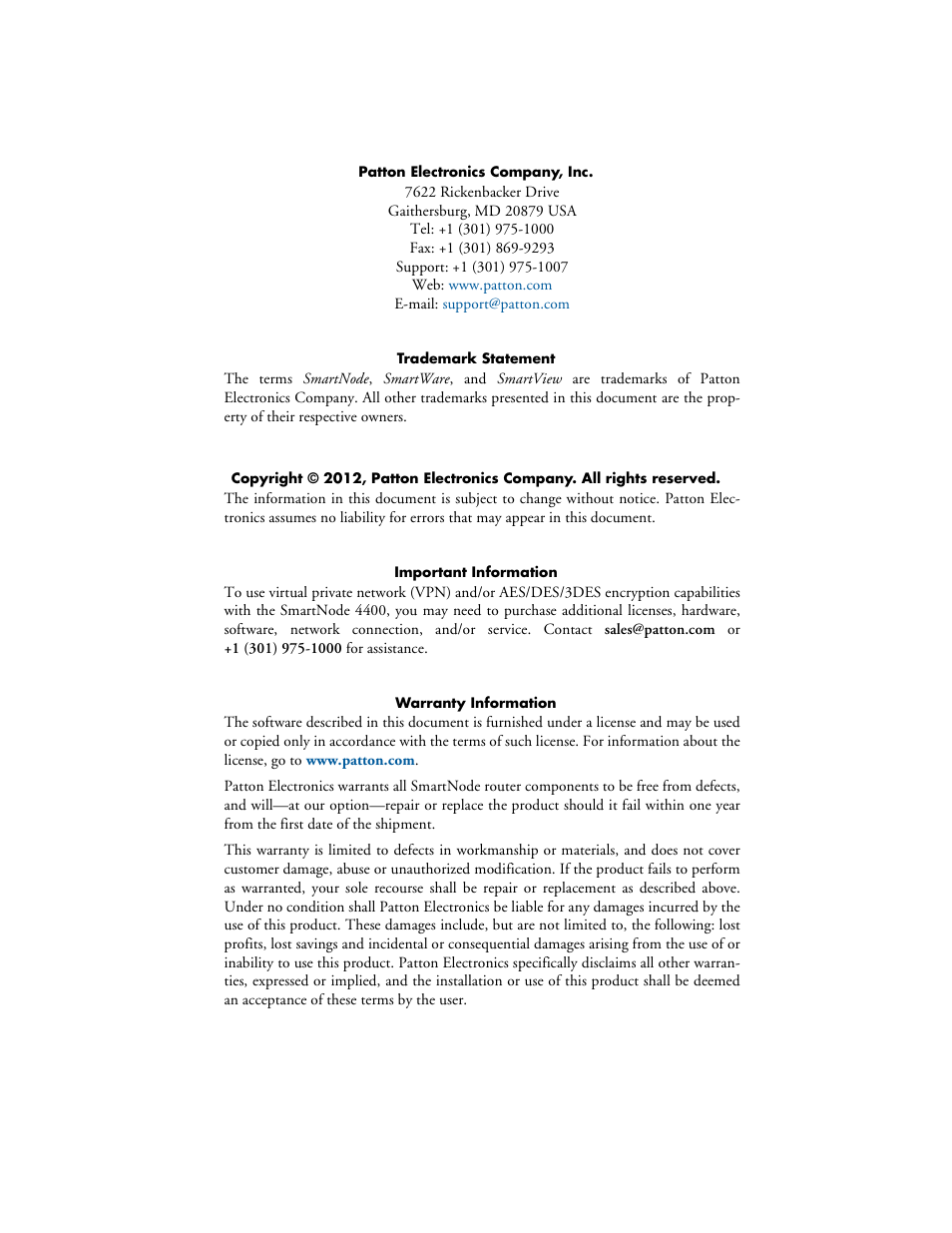 Patton electronic SmartNode 07MSN4400-QS User Manual | Page 2 / 12