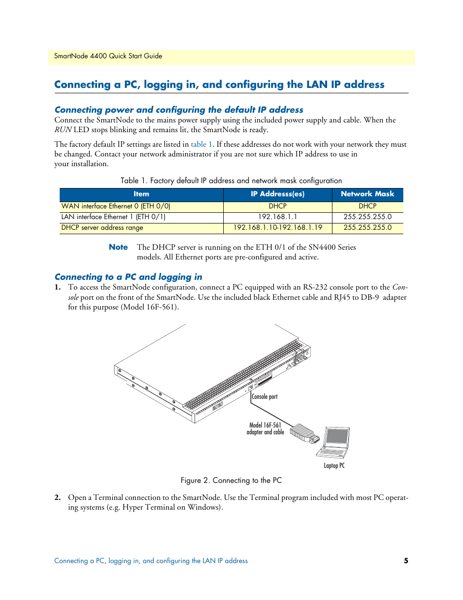 Connecting to a pc and logging in | Patton electronic SmartNode 07MSN4400-QS User Manual | Page 5 / 12