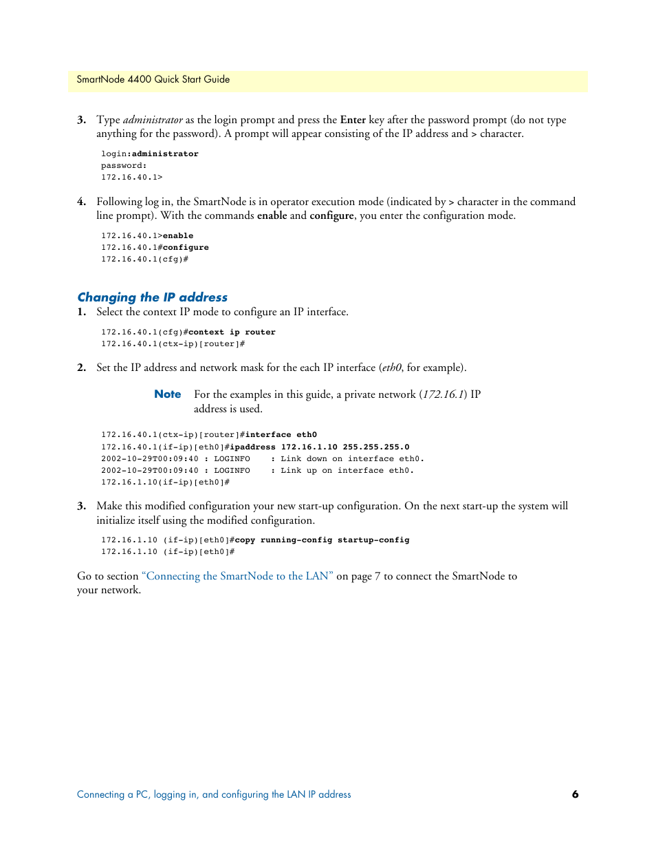 Changing the ip address | Patton electronic SmartNode 07MSN4400-QS User Manual | Page 6 / 12
