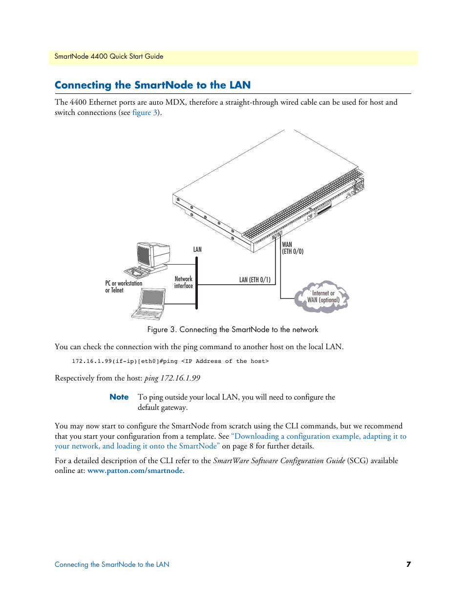 Connecting the smartnode to the lan | Patton electronic SmartNode 07MSN4400-QS User Manual | Page 7 / 12