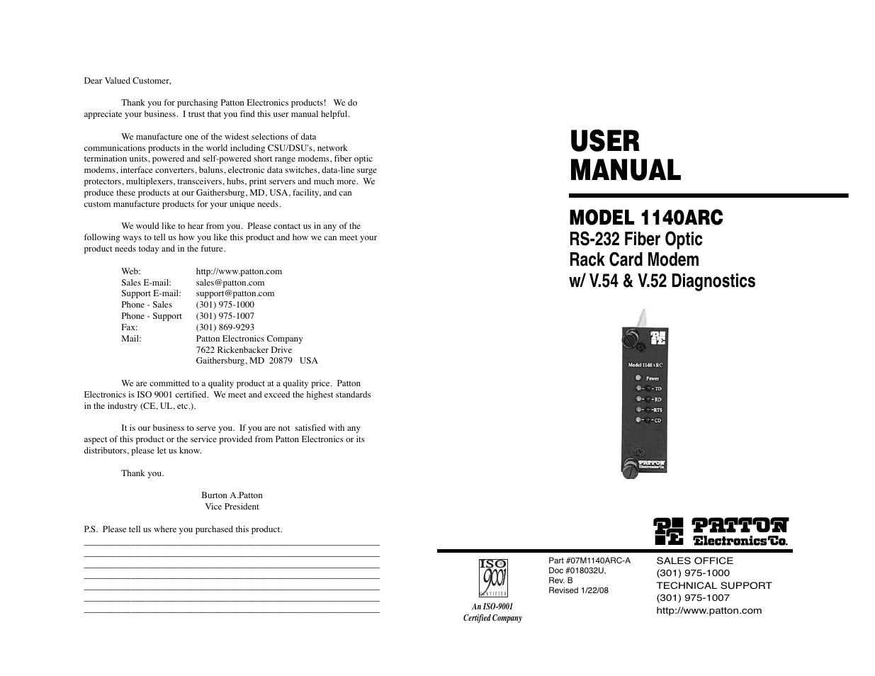 Patton electronic 1140ARC User Manual | 24 pages