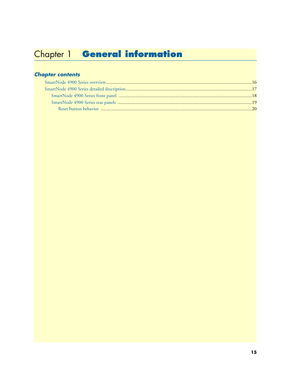 Chapter 1 general information, General information, Chapter 1 | Patton electronic SMARTNODE 4900 User Manual | Page 15 / 76