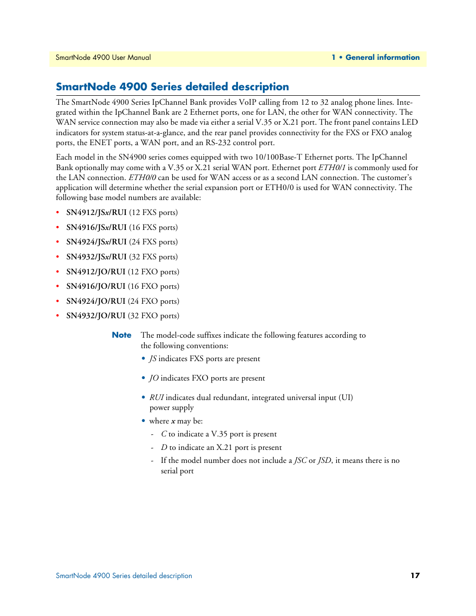 Smartnode 4900 series detailed description | Patton electronic SMARTNODE 4900 User Manual | Page 17 / 76