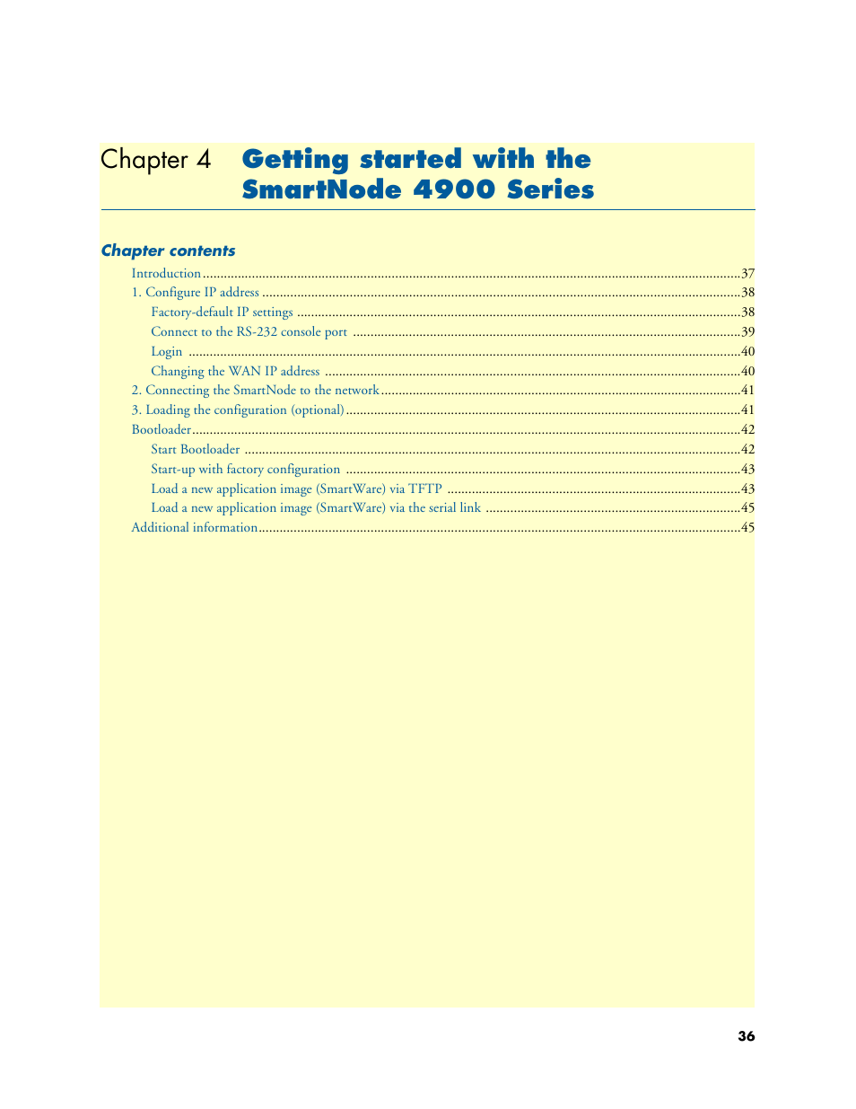 Getting started with the smartnode 4900 series, Chapter 4 | Patton electronic SMARTNODE 4900 User Manual | Page 36 / 76