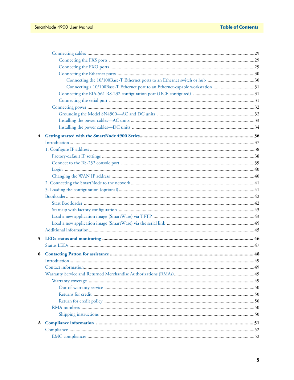 Patton electronic SMARTNODE 4900 User Manual | Page 5 / 76