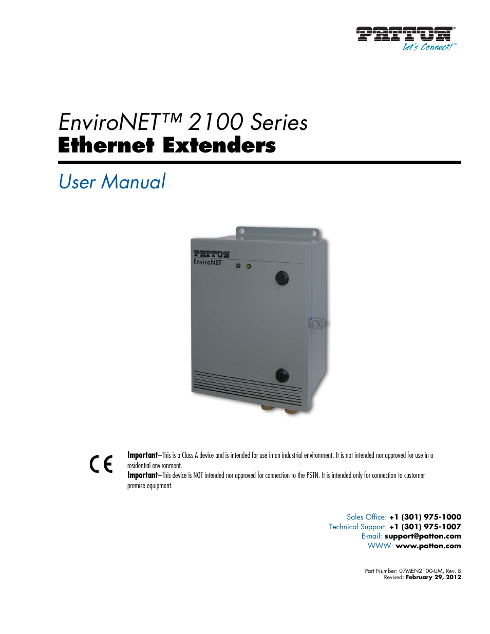 Patton electronic ENVIRONETTM 2100 User Manual | 43 pages