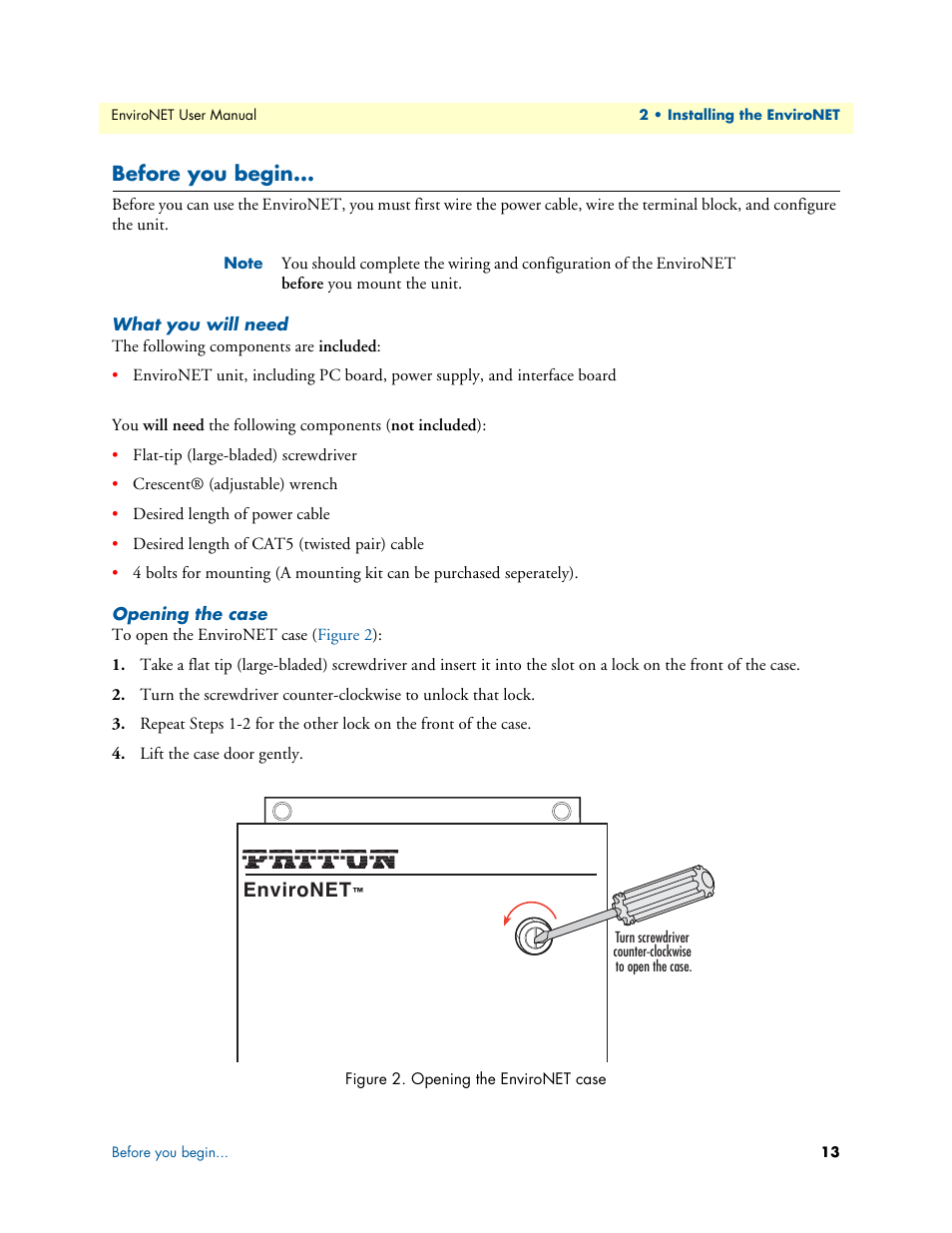 Before you begin | Patton electronic ENVIRONETTM 2100 User Manual | Page 13 / 43