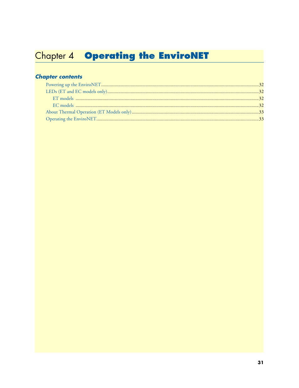 Chapter 4 operating the environet | Patton electronic ENVIRONETTM 2100 User Manual | Page 31 / 43