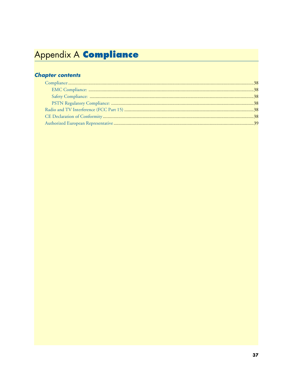 Appendix a compliance | Patton electronic ENVIRONETTM 2100 User Manual | Page 37 / 43