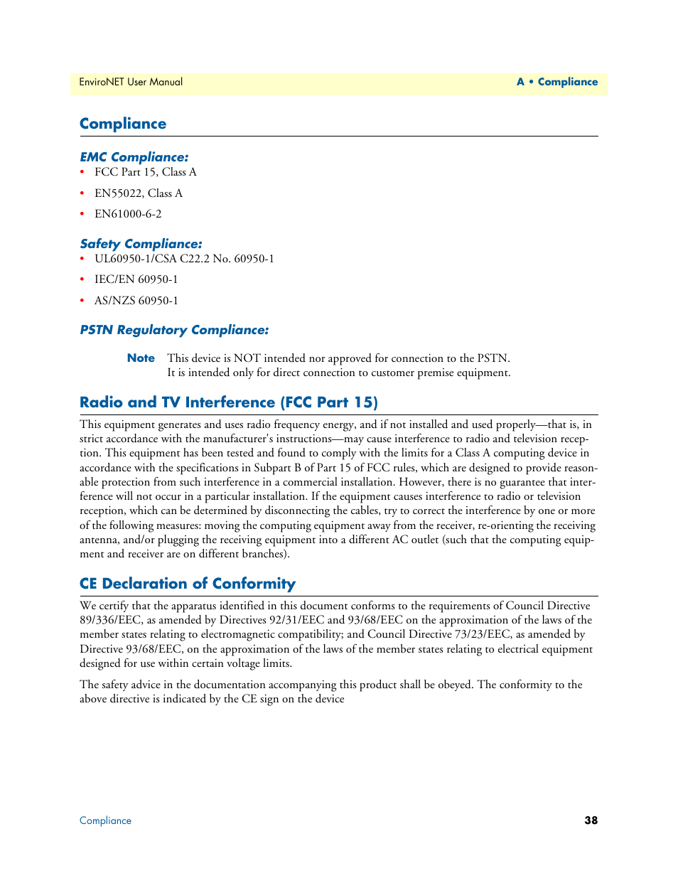 Patton electronic ENVIRONETTM 2100 User Manual | Page 38 / 43