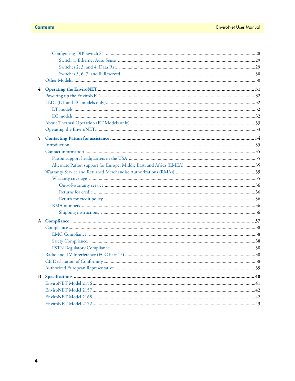 Patton electronic ENVIRONETTM 2100 User Manual | Page 4 / 43