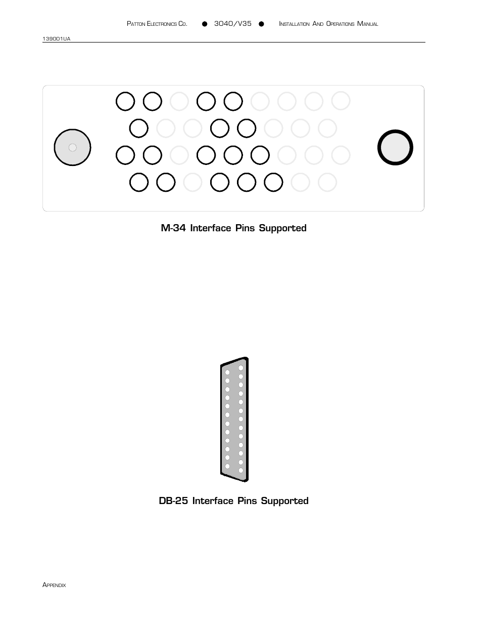 Db-25 v.35, M-34 interface pins supported, Db-25 interface pins supported | Patton electronic 3040/V35 User Manual | Page 18 / 23