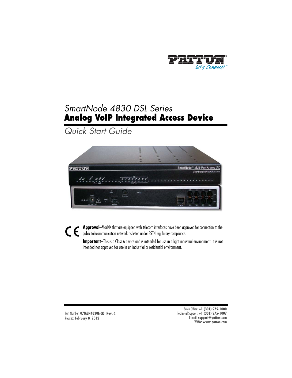 Patton electronic 4830 User Manual | 8 pages