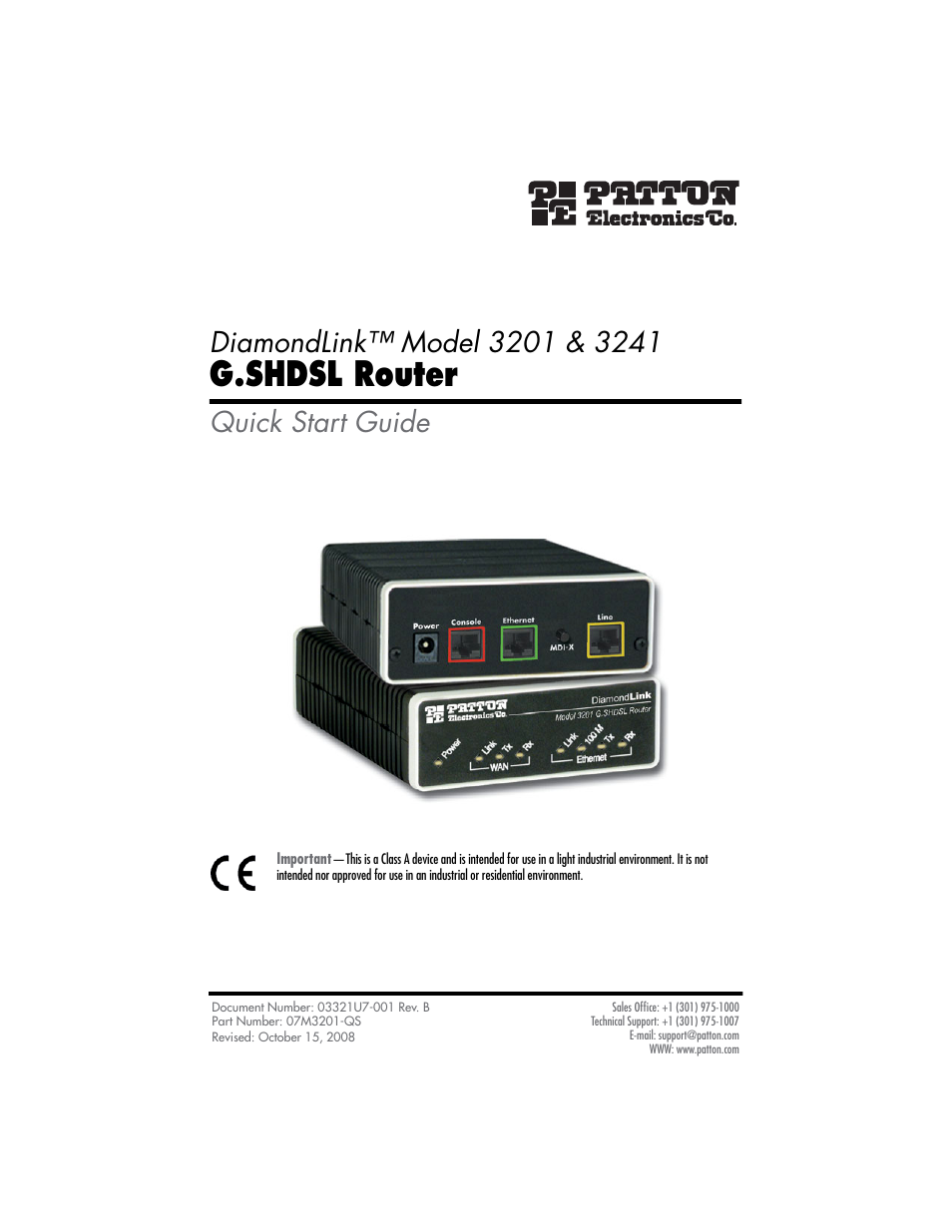 Patton electronic DIAMONDLINK 3201 User Manual | 12 pages