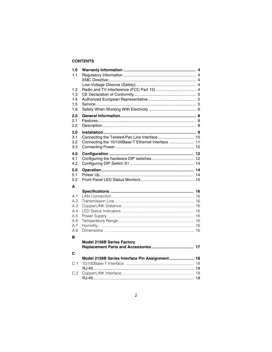 Patton electronic CopperLINK 2158B User Manual | Page 2 / 20