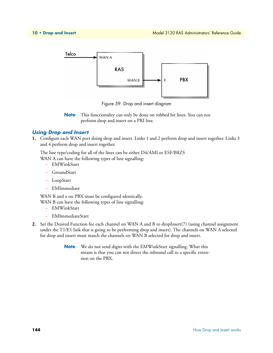 Using drop and insert | Patton electronic 3120 User Manual | Page 144 / 331