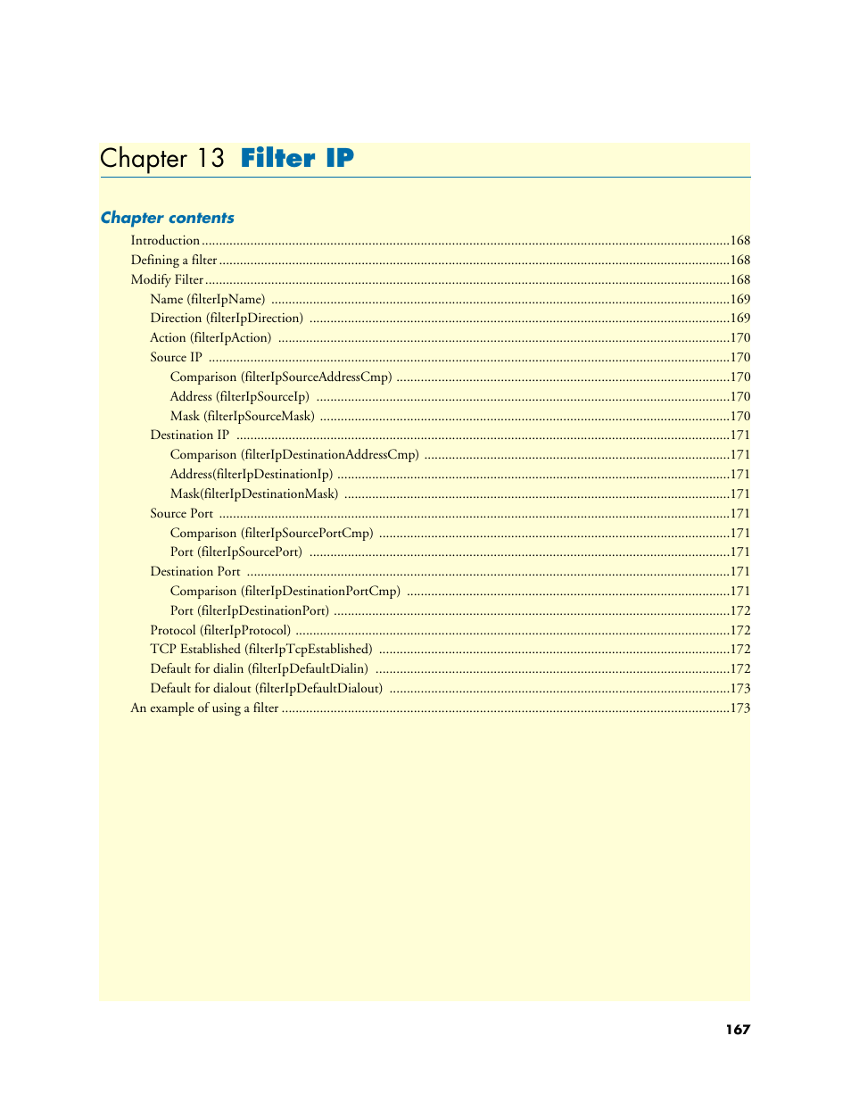 Chapter 13 filter ip, 13 filter ip, Chapter 13 describes configuring the f | Patton electronic 3120 User Manual | Page 167 / 331