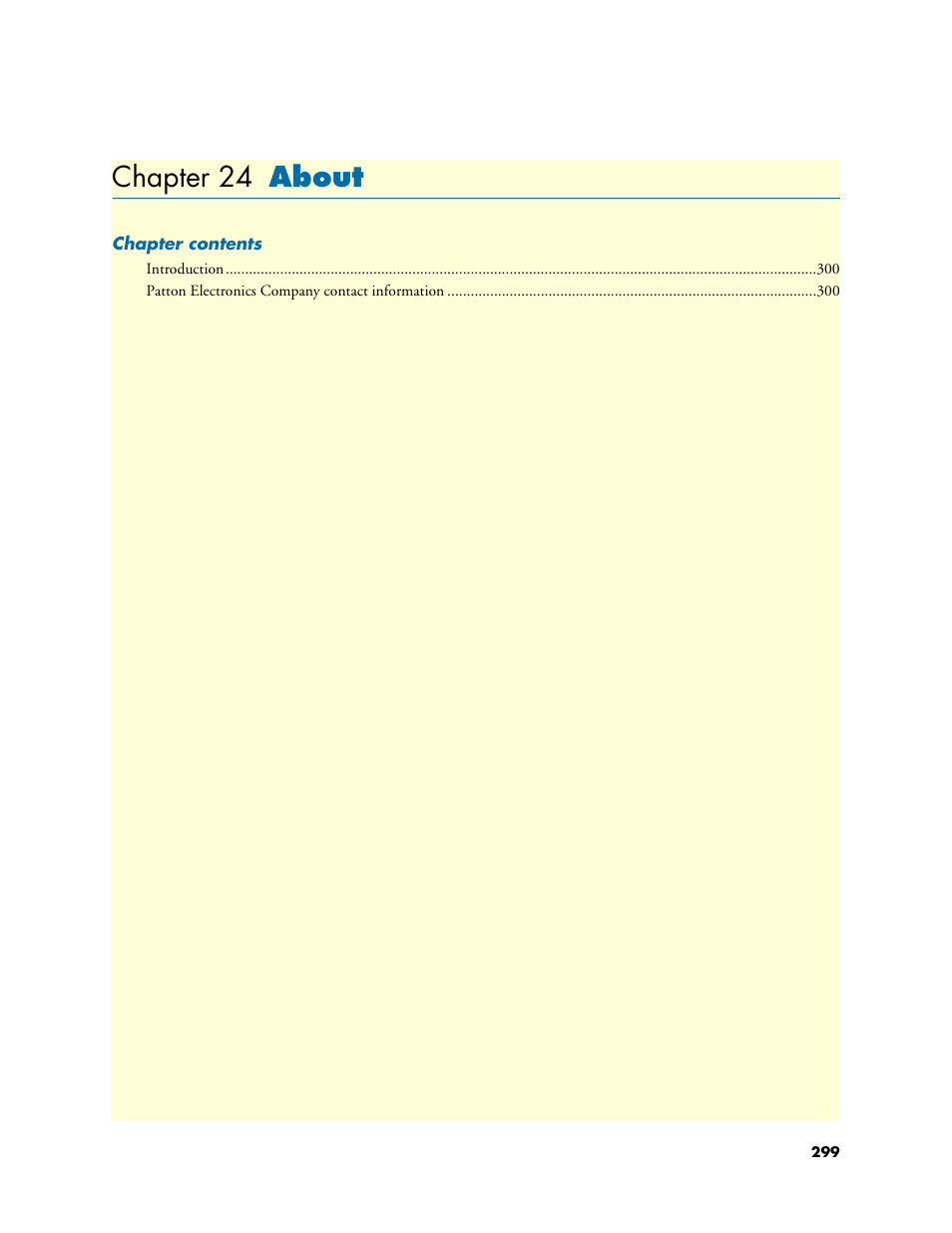 Chapter 24 about, 24 about, Chapter 24 describes the contents of the a | Patton electronic 3120 User Manual | Page 299 / 331