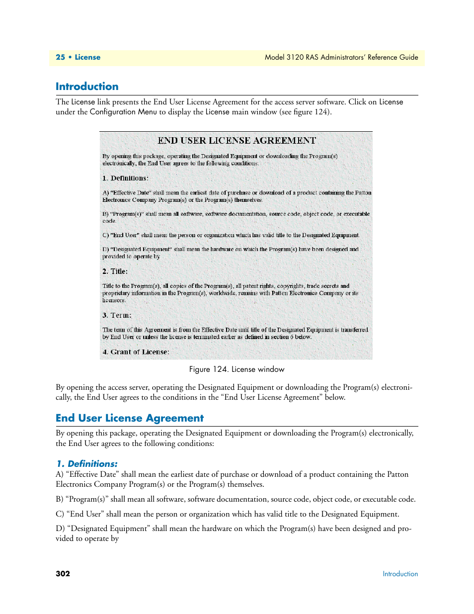 Introduction, End user license agreement, Definitions | Introduction end user license agreement | Patton electronic 3120 User Manual | Page 302 / 331