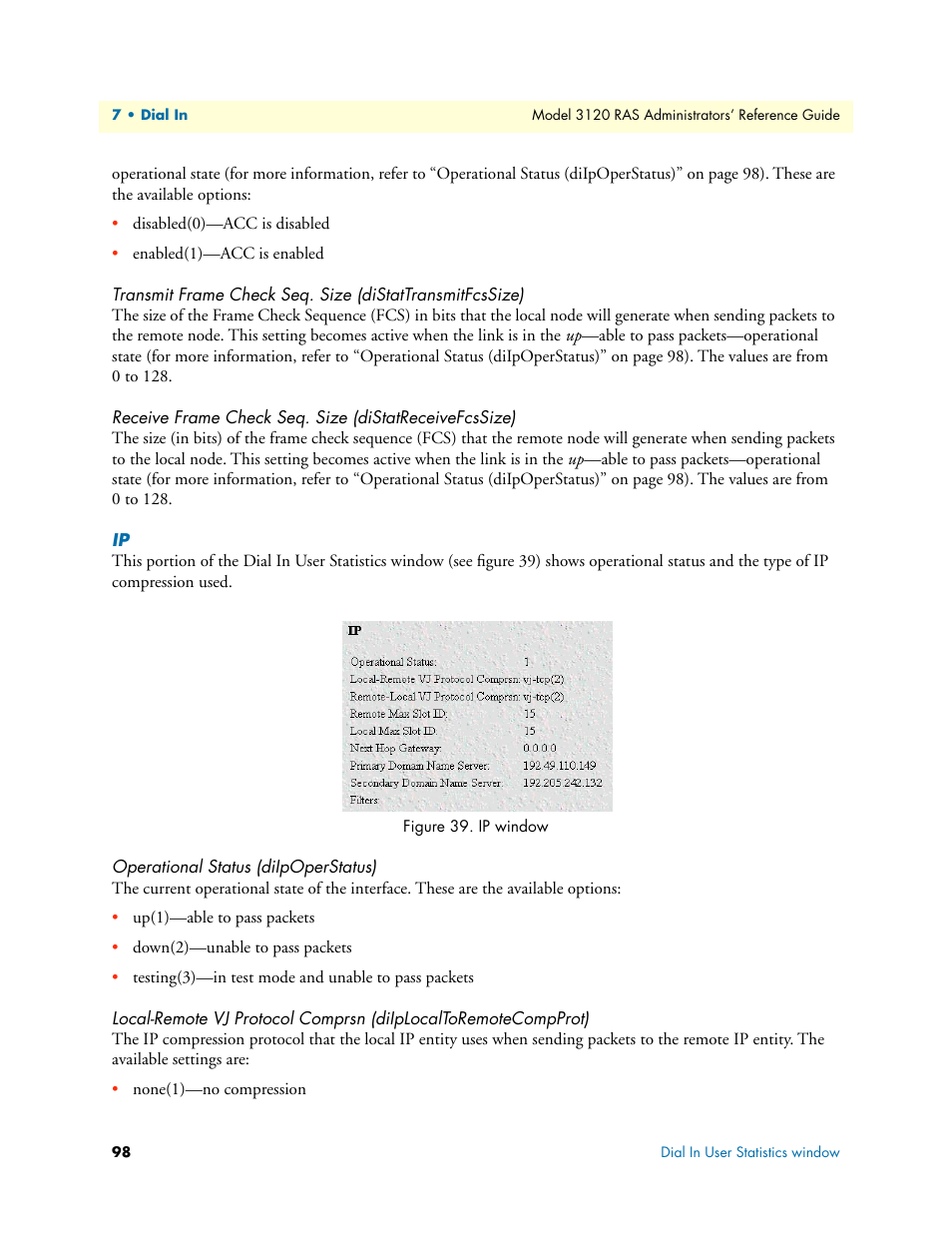 Operational status (diipoperstatus) | Patton electronic 3120 User Manual | Page 98 / 331