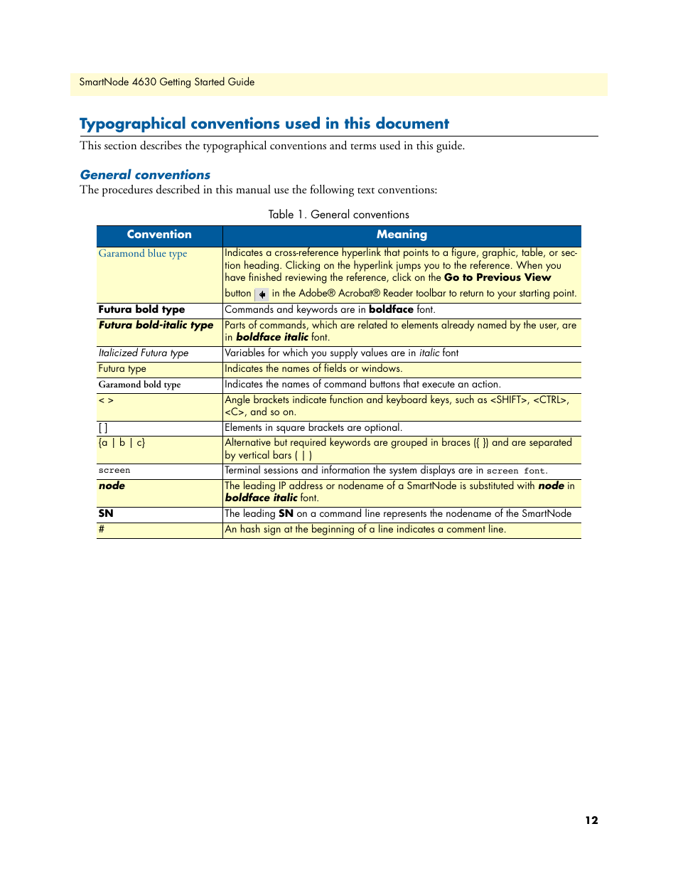 Typographical conventions used in this document, General conventions | Patton electronic 4630 Series User Manual | Page 12 / 54