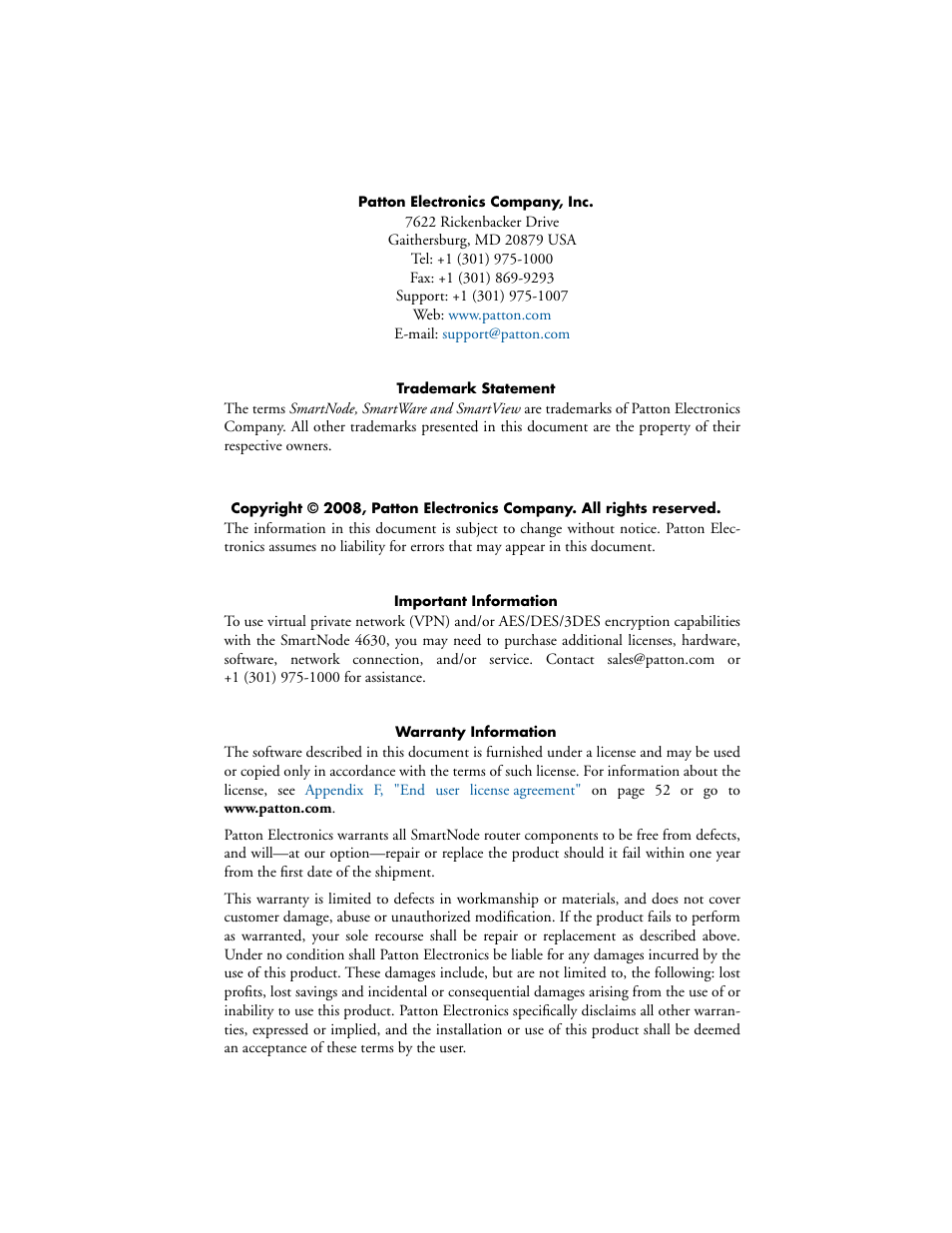 Patton electronic 4630 Series User Manual | Page 2 / 54