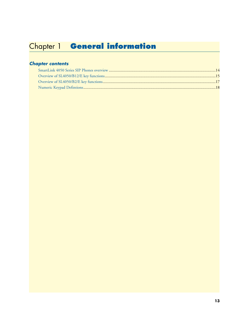 Chapter 1 general information, General information, Chapter 1 | Patton electronic SL4050/B2/E User Manual | Page 13 / 79