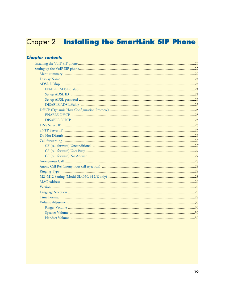 Chapter 2 installing the smartlink sip phone, Installing the smartlink sip phone, Chapter 2 | Patton electronic SL4050/B2/E User Manual | Page 19 / 79