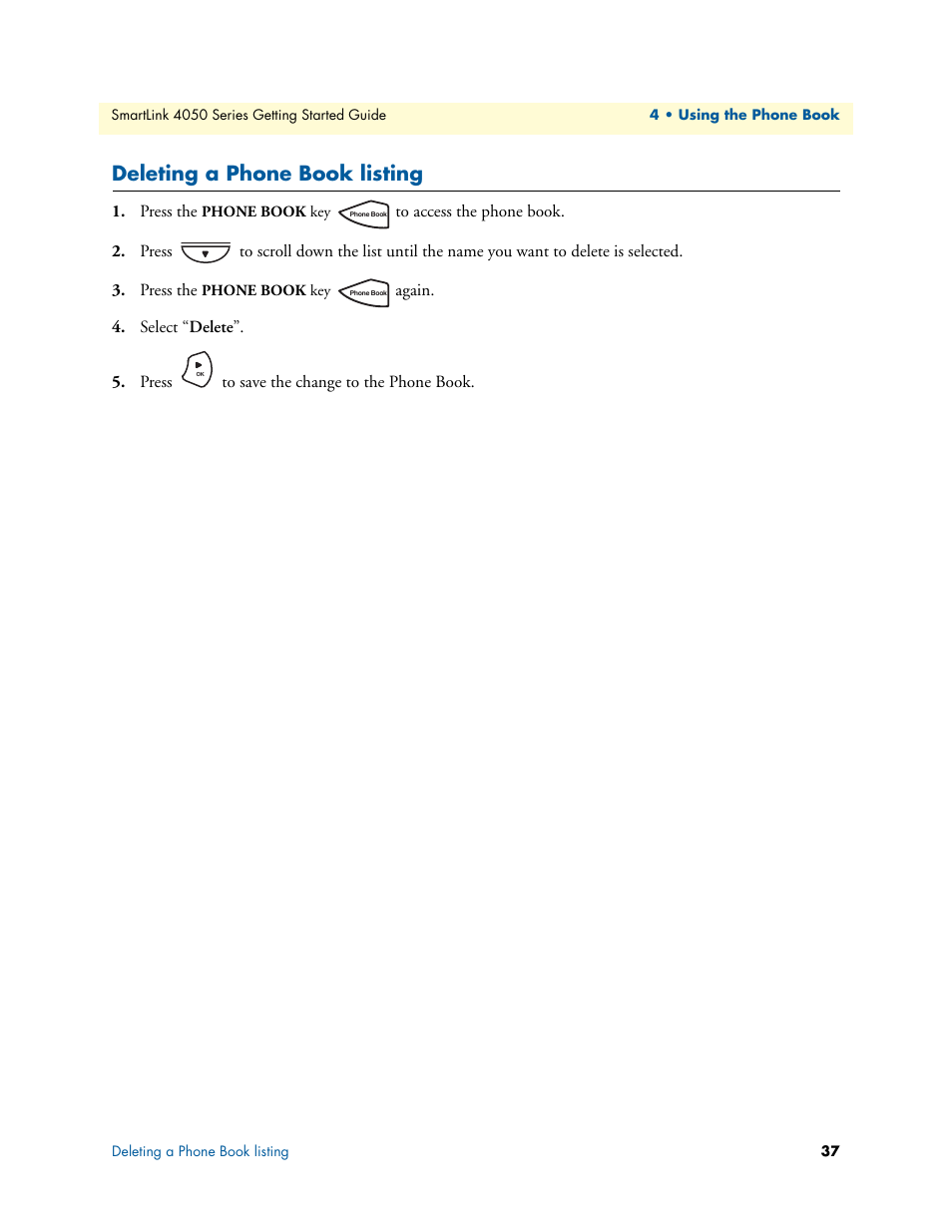 Deleting a phone book listing | Patton electronic SL4050/B2/E User Manual | Page 37 / 79