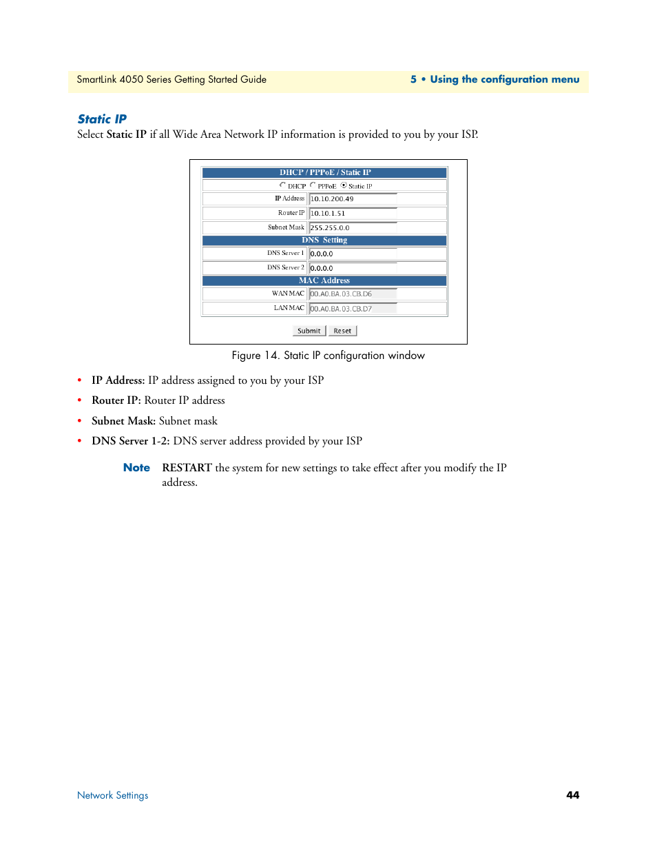 Static ip, Static ip configuration window, For details) | Patton electronic SL4050/B2/E User Manual | Page 44 / 79