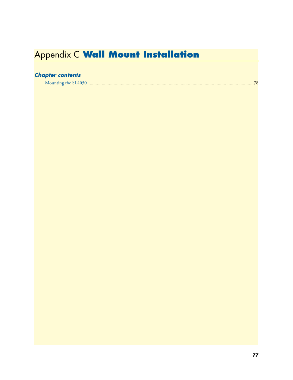 Appendix c wall mount installation | Patton electronic SL4050/B2/E User Manual | Page 77 / 79