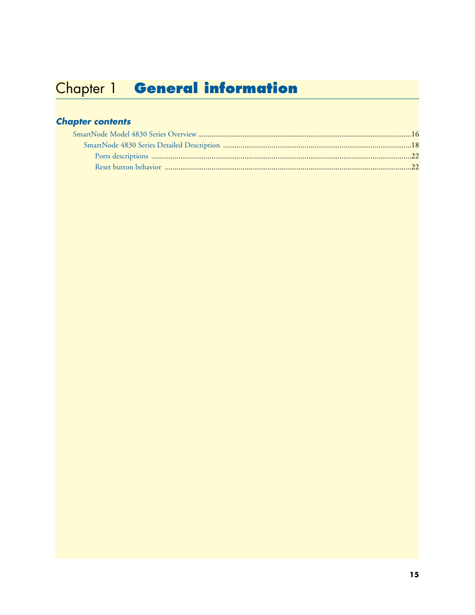 Chapter 1 general information, General information, Chapter 1 | Patton electronic SmartNode 4830 Series User Manual | Page 15 / 89