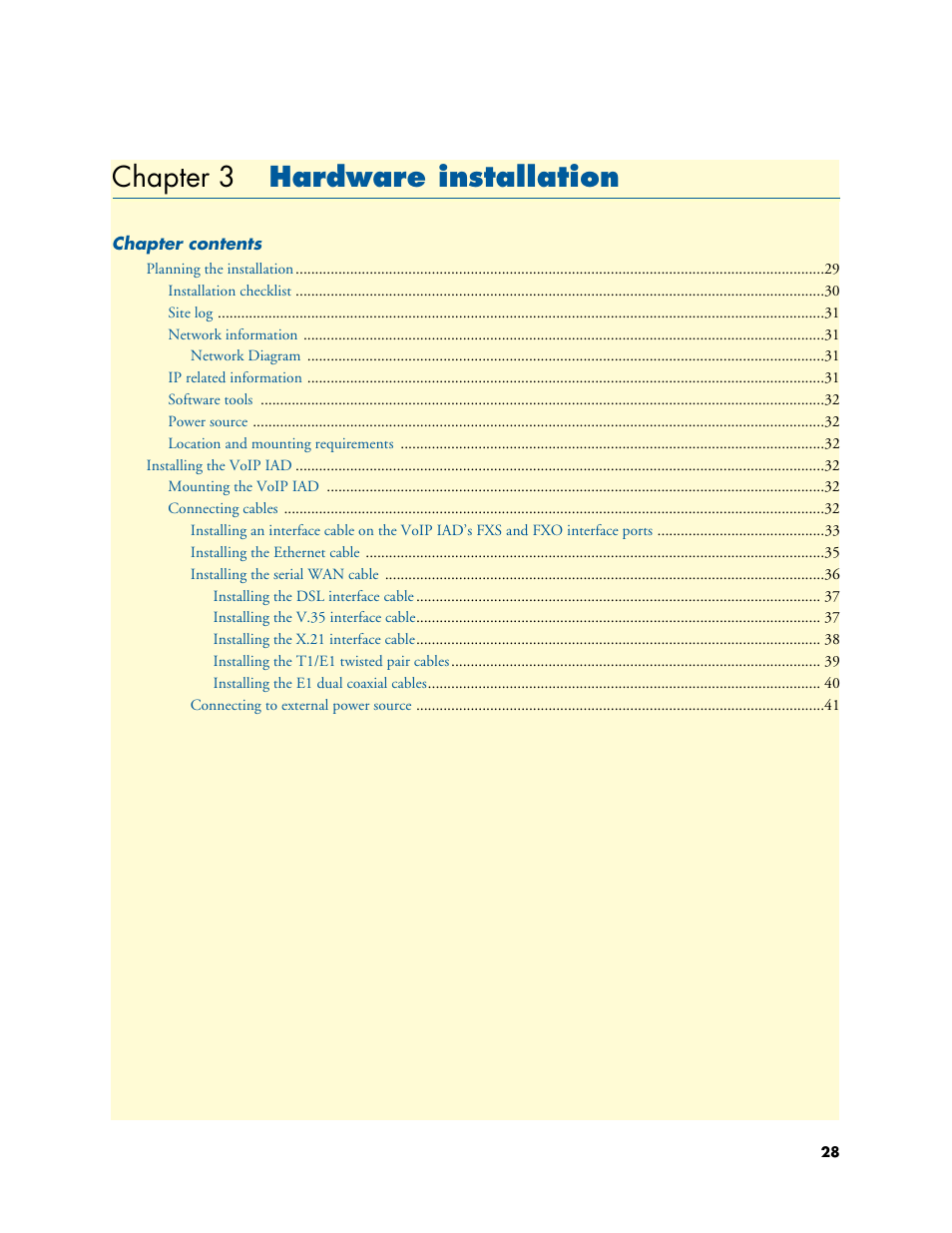 Chapter 3 hardware installation, Hardware installation, Chapter 3 | Patton electronic SmartNode 4830 Series User Manual | Page 28 / 89
