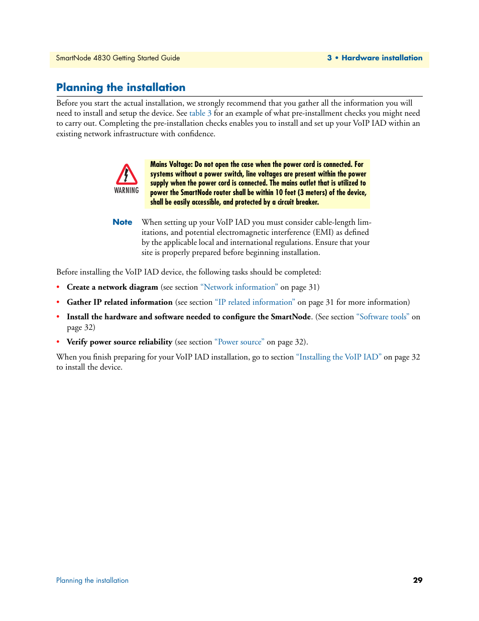 Planning the installation | Patton electronic SmartNode 4830 Series User Manual | Page 29 / 89