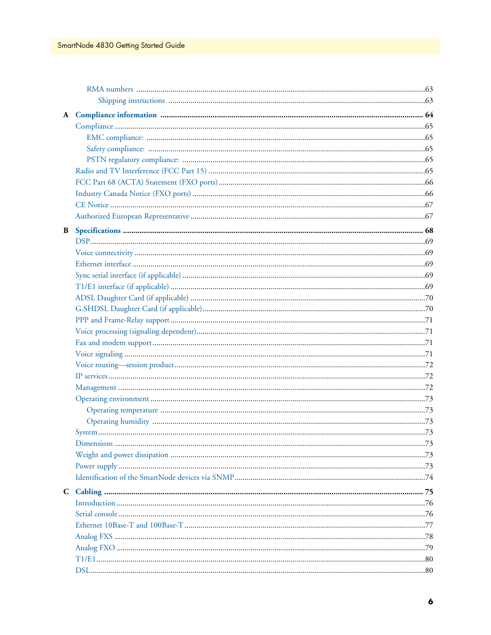 Patton electronic SmartNode 4830 Series User Manual | Page 6 / 89