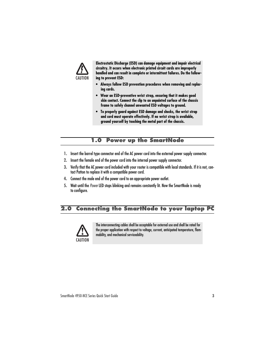 0 power up the smartnode, 0 connecting the smartnode to your laptop pc | Patton electronic 4950-NCE User Manual | Page 3 / 8