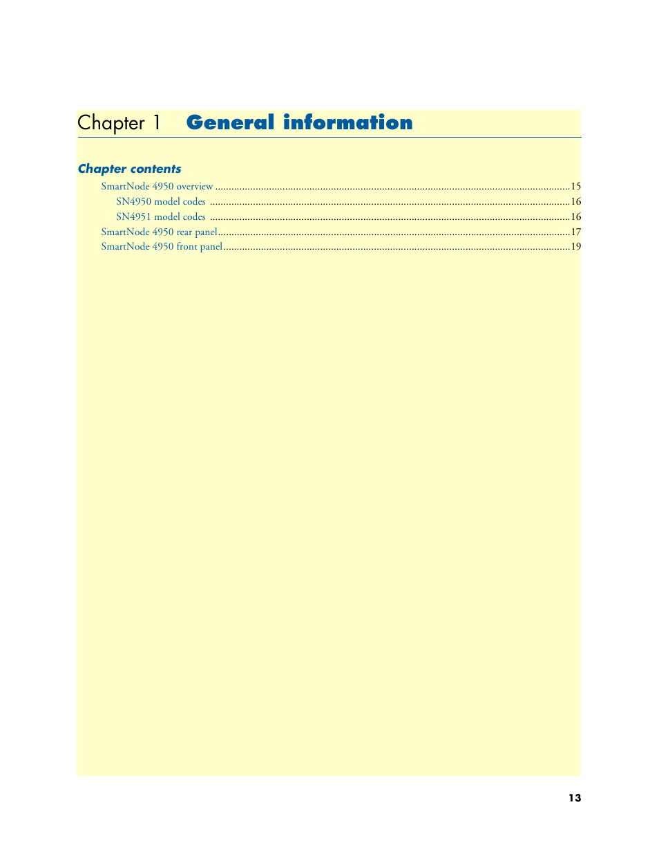 Chapter 1 general information, General information, Chapter 1 | Patton electronic SMARTNODE 4950 User Manual | Page 13 / 67