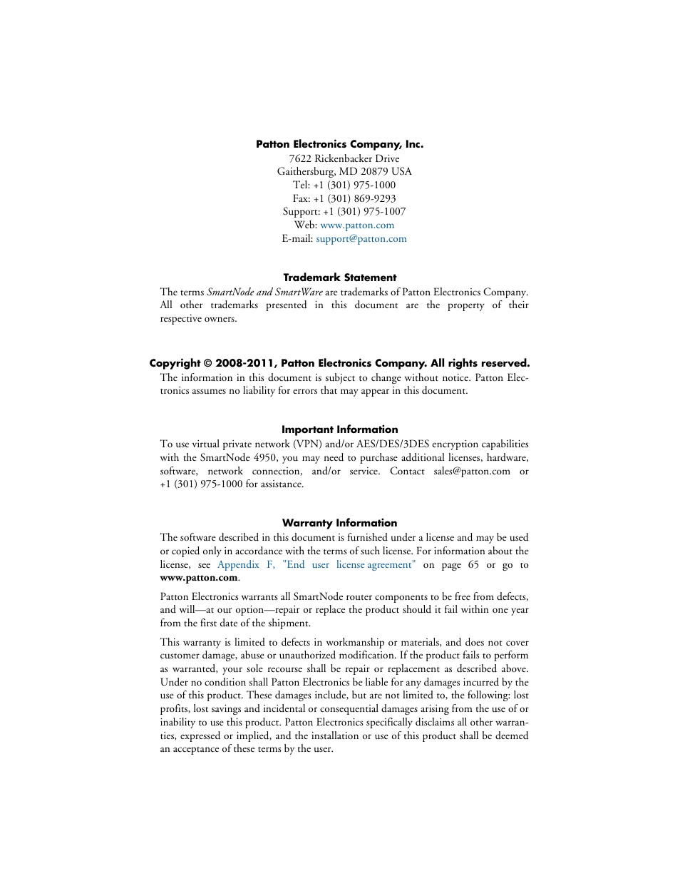 Patton electronic SMARTNODE 4950 User Manual | Page 2 / 67
