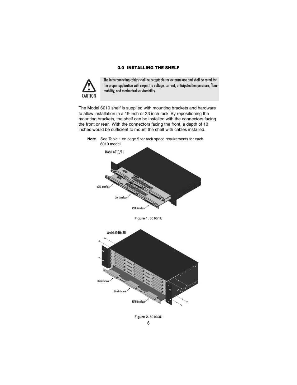 0 installing the shelf, Installing the shelf | Patton electronic POTS/ISDN Splitter Shelf 6010 Series User Manual | Page 6 / 12