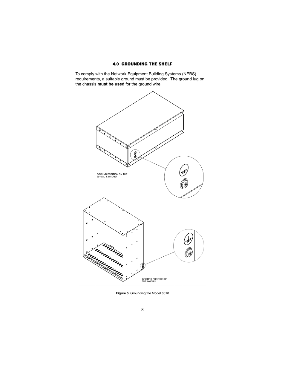 0 grounding the shelf, Grounding the shelf | Patton electronic POTS/ISDN Splitter Shelf 6010 Series User Manual | Page 8 / 12
