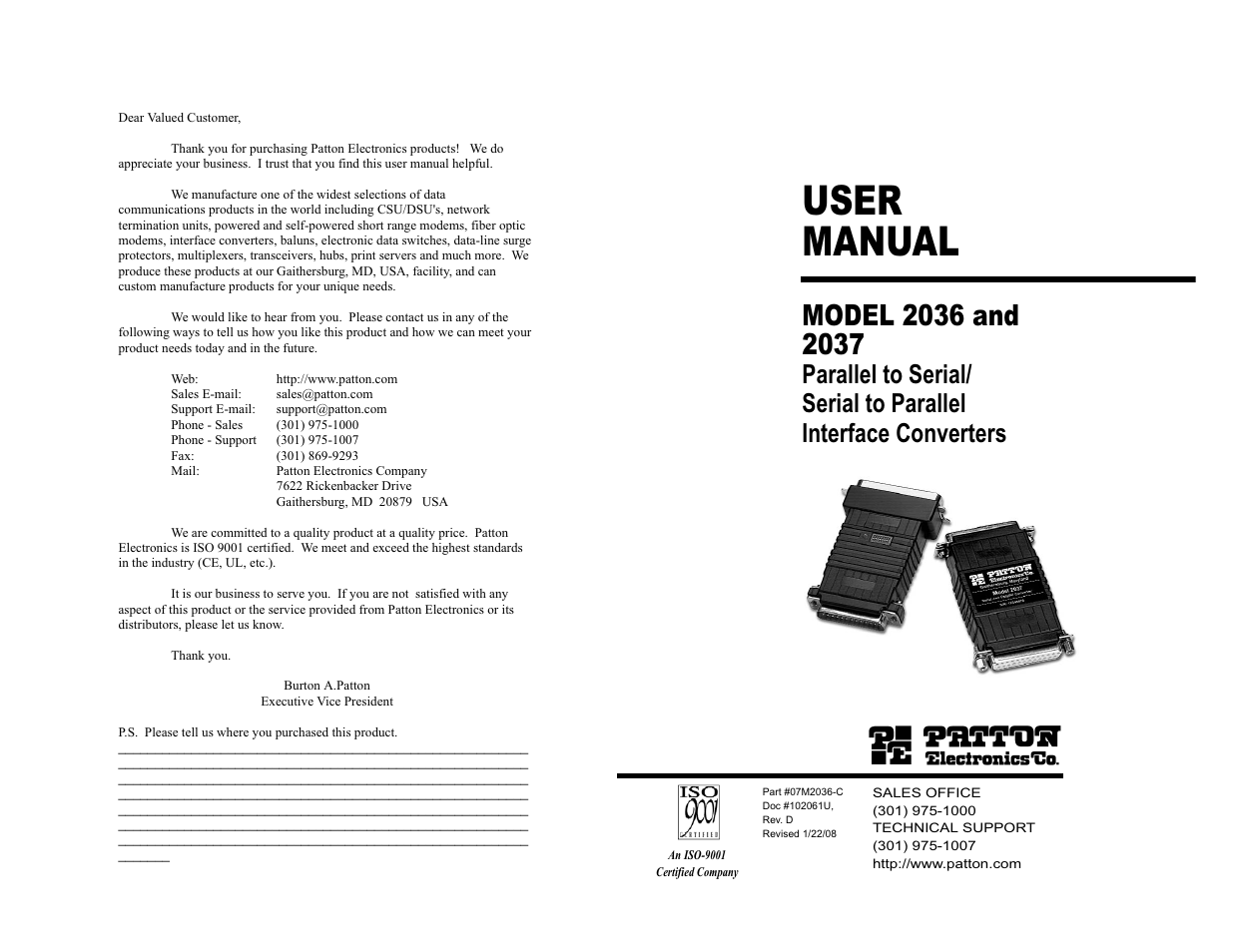 Patton electronic 2037 User Manual | 16 pages