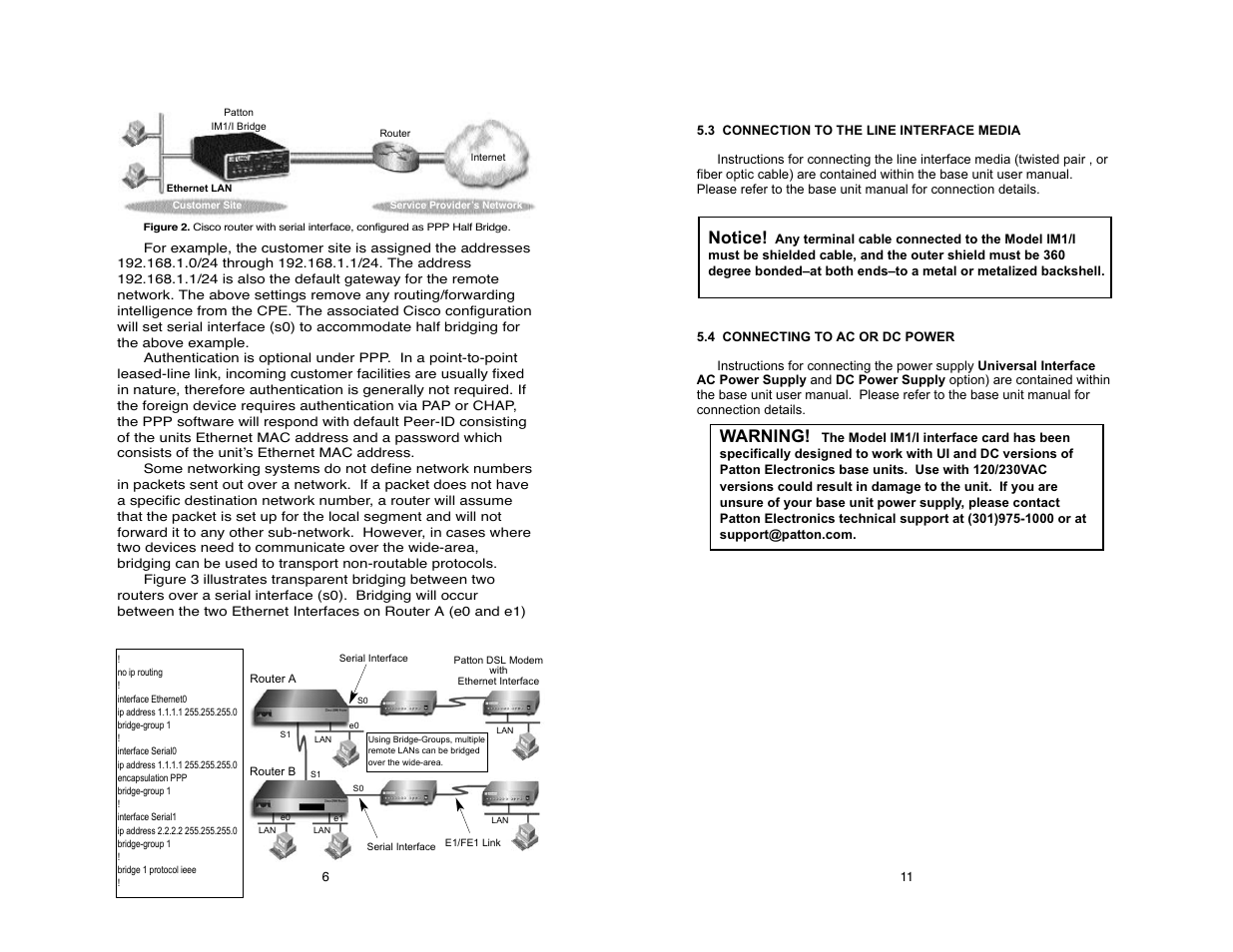 Warning, Notice | Patton electronic IM1/I User Manual | Page 12 / 20