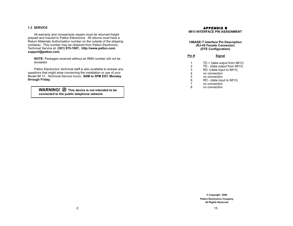 Patton electronic IM1/I User Manual | Page 16 / 20