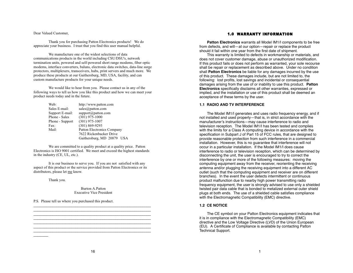 Patton electronic IM1/I User Manual | Page 2 / 20